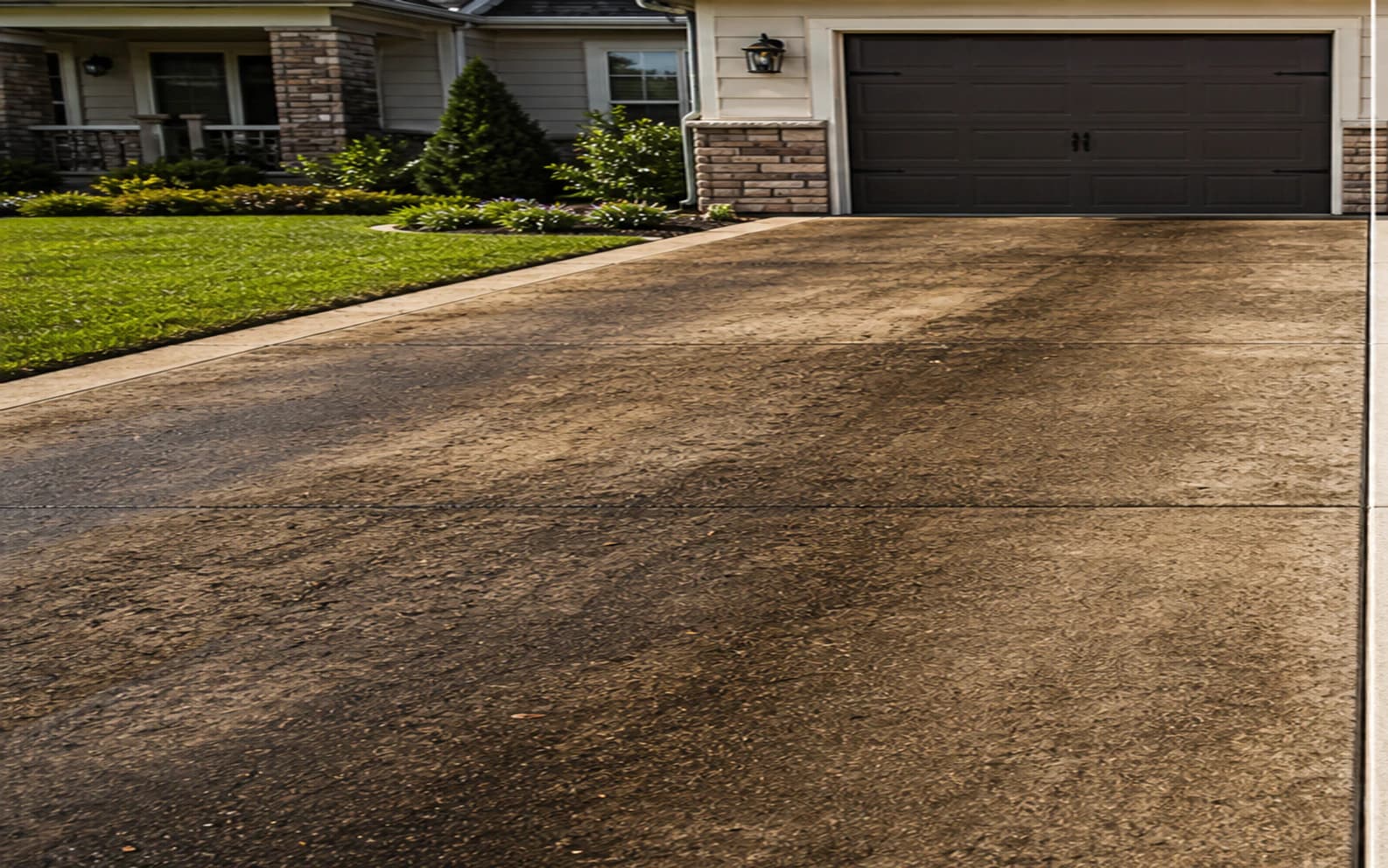 Dirty Tulsa driveway before pressure washing